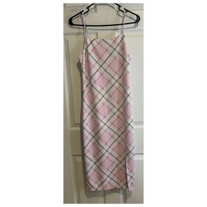 No Boundaries Pink and Black Plaid Spaghetti Strap Dress Size M- 7/9